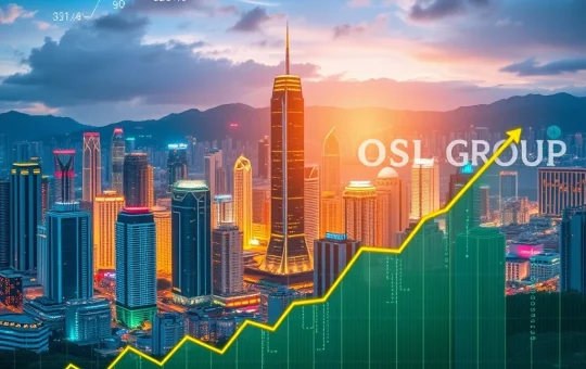Hong Kong skyline with digital overlays, symbolizing OSL Group's $300M raise for stablecoin infrastructure and the city's growing crypto market.