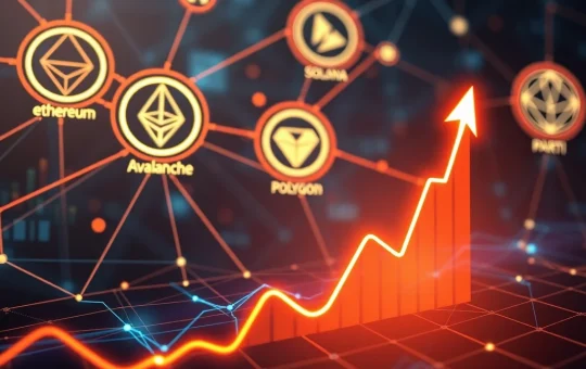 A visual representation of Particle Network's Universal SDK connecting various blockchains, illustrating seamless cross-chain development and the resulting PARTI token surge.