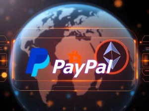 PayPal's crypto payments service with Bitcoin and Ethereum support for global transactions.