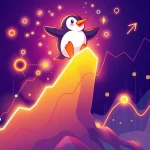 A chart depicting the massive PENGU crypto surge, highlighting its community-driven momentum in the market.