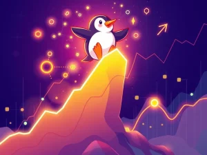 A chart depicting the massive PENGU crypto surge, highlighting its community-driven momentum in the market.