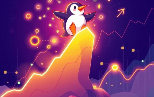A chart depicting the massive PENGU crypto surge, highlighting its community-driven momentum in the market.