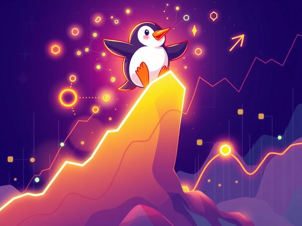 A chart depicting the massive PENGU crypto surge, highlighting its community-driven momentum in the market.