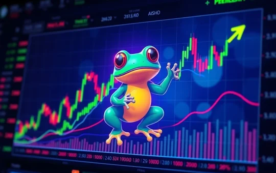 A digital chart showing Pepe price analysis with bearish indicators and support levels, indicating critical market trends.