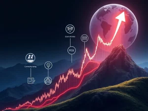 Graph showing PIVX price surge alongside symbols of community voting and decentralized governance, highlighting PIVX's recent updates.