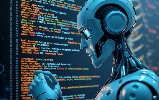 AI robot fixing buggy AI-generated code for quality assurance