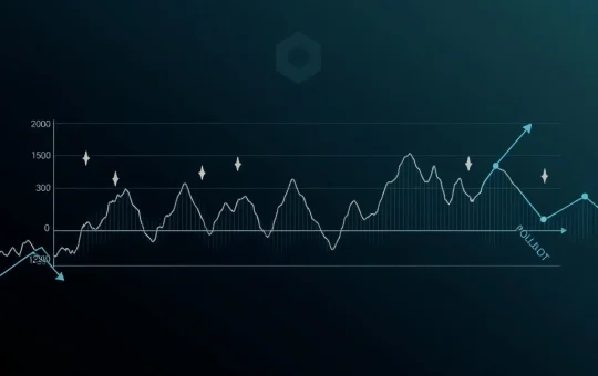 Chart showing Polkadot DOT price struggling within a tight range, highlighting market volatility and support levels.