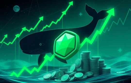 A visual representation of Polygon POL token's potential bullish crypto reversal, showing whale accumulation and upward price movement.