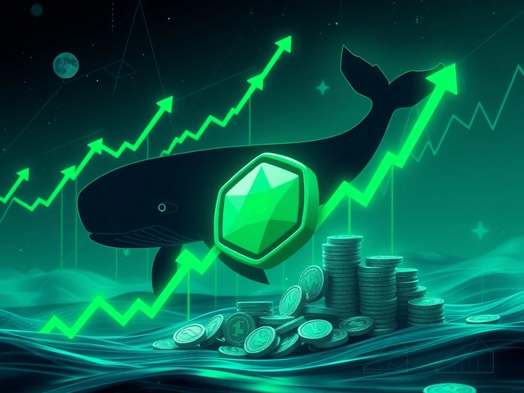 A visual representation of Polygon POL token's potential bullish crypto reversal, showing whale accumulation and upward price movement.