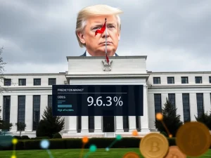 Polymarket interface showing 96.3% odds for Fed interest rates to hold, illustrating market confidence against rate cuts.