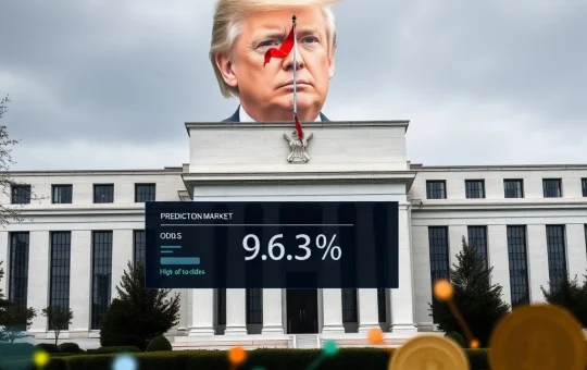 Polymarket interface showing 96.3% odds for Fed interest rates to hold, illustrating market confidence against rate cuts.