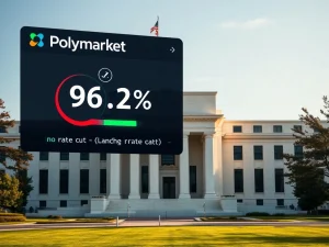 Polymarket interface displaying 96.3% odds of Fed interest rates holding steady, reflecting market confidence in monetary policy.