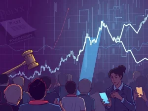 A digital chart showing a steep POLYX price plunge, symbolizing crypto market volatility and regulatory challenges.
