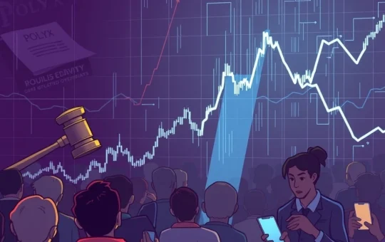 A digital chart showing a steep POLYX price plunge, symbolizing crypto market volatility and regulatory challenges.