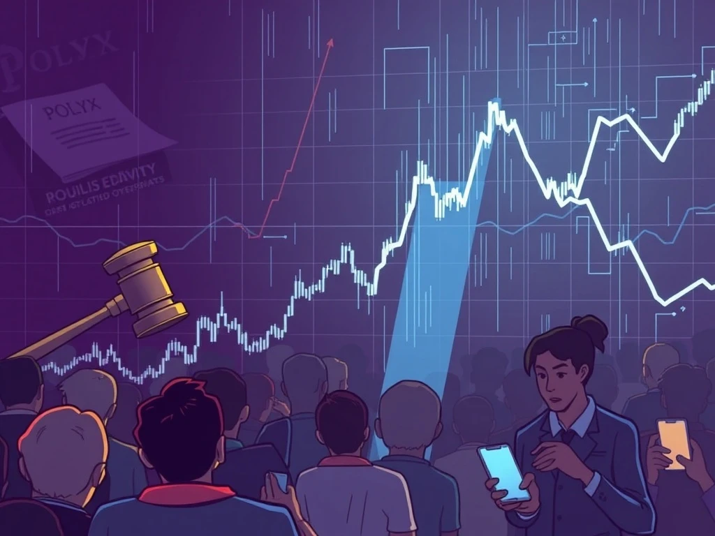 A digital chart showing a steep POLYX price plunge, symbolizing crypto market volatility and regulatory challenges.