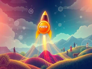 PORTO token soaring amidst news of strategic partnerships and product launch, indicating a significant crypto market surge.