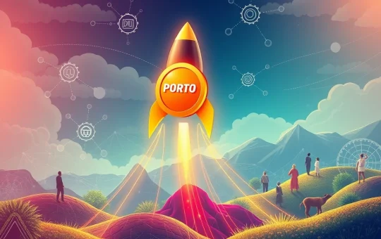 PORTO token soaring amidst news of strategic partnerships and product launch, indicating a significant crypto market surge.