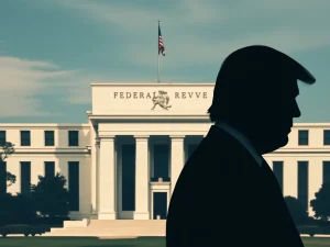Jerome Powell stands firm against political pressure, symbolizing Fed independence amidst rate cut demands.
