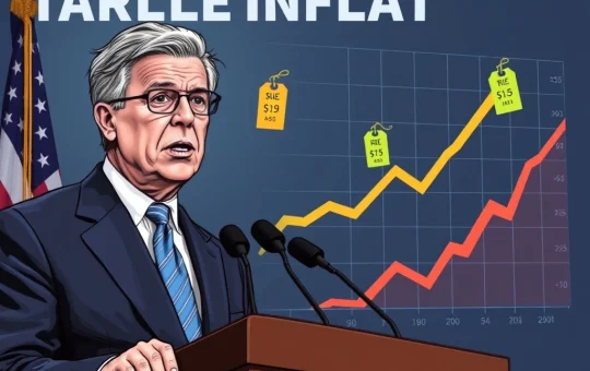 Jerome Powell discussing the impact of tariffs on core inflation with economic charts