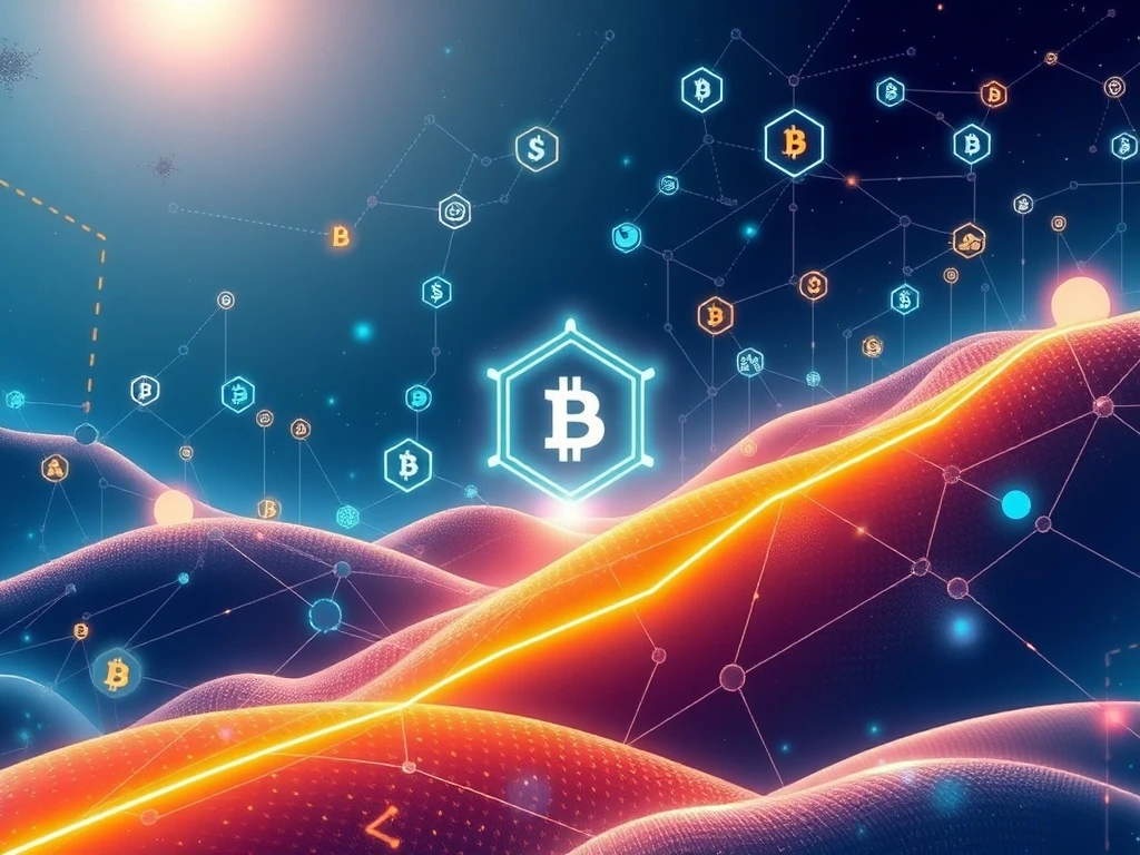 Digital coins and blockchain symbols illustrating the surging presale crypto market driven by utility innovation from Nexchain and WeWake.