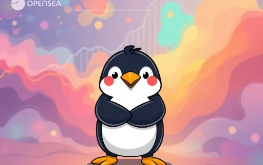 Pudgy Penguins character stands confidently, symbolizing the project's clarification on OpenSea acquisition rumors and the PENGU token surge.