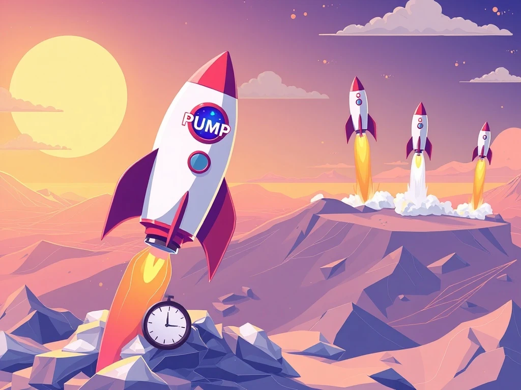Pump.fun's PUMP airdrop delay on Solana, symbolizing the uncertainty and fierce meme coin competition in the crypto market.