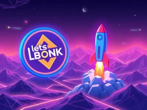 Pump.fun launches an ambitious $PUMP token campaign to regain meme coin launchpad market share from LetsBONK, depicted by competing platforms.