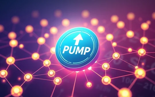 PUMP token icon with an upward arrow, symbolizing its recent surge driven by a community incentive on Pump.fun.