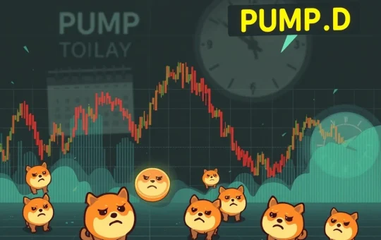 A red downward arrow piercing a digital chart, symbolizing the catastrophic 50% PUMP token plunge and its impact on the meme coin market.