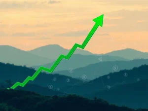 A digital chart illustrating the PUMP token's price rebound, showing a green candlestick breaking resistance and hinting at future growth.