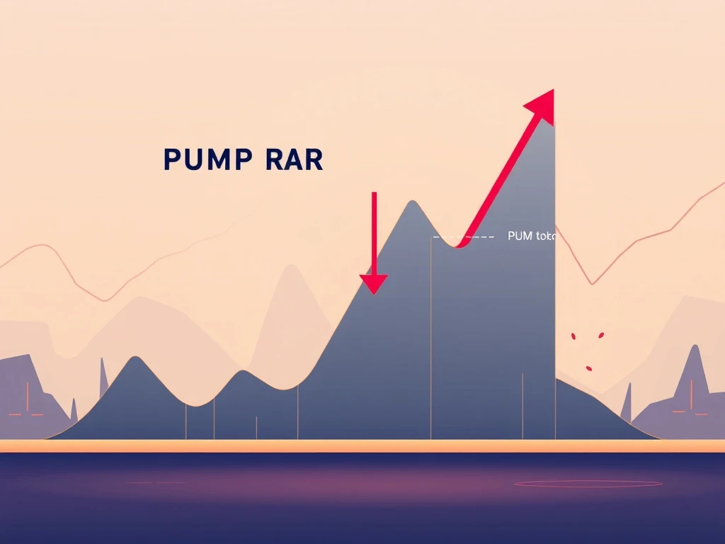A cryptocurrency chart showing a sharp decline, symbolizing the 56% slump of the PUMP token and its potential for further downside.