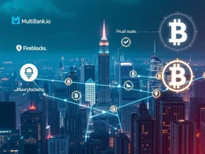 A visual representation of MultiBank.io's $10B real estate tokenization platform, highlighting secure blockchain integration and fractional ownership opportunities.