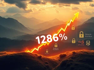 A vibrant chart illustrating the REI token's dramatic 1286% price surge, representing its sudden market momentum.