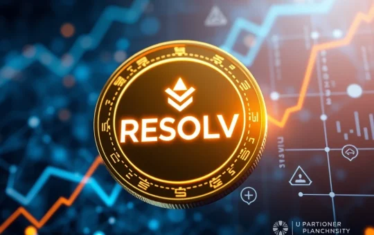 RESOLV cryptocurrency surging on blockchain network with partnership icons