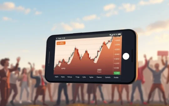 Illustrates retail traders reigniting the short squeeze strategy, showing a phone with surging stock charts for GoPro and Krispy Kreme.