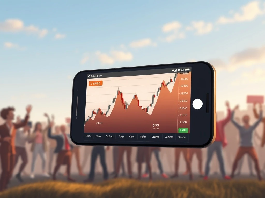 Illustrates retail traders reigniting the short squeeze strategy, showing a phone with surging stock charts for GoPro and Krispy Kreme.