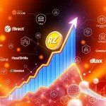 A digital chart showing the REZ crypto price soaring, illustrating its incredible surge driven by strategic partnerships and ecosystem growth.