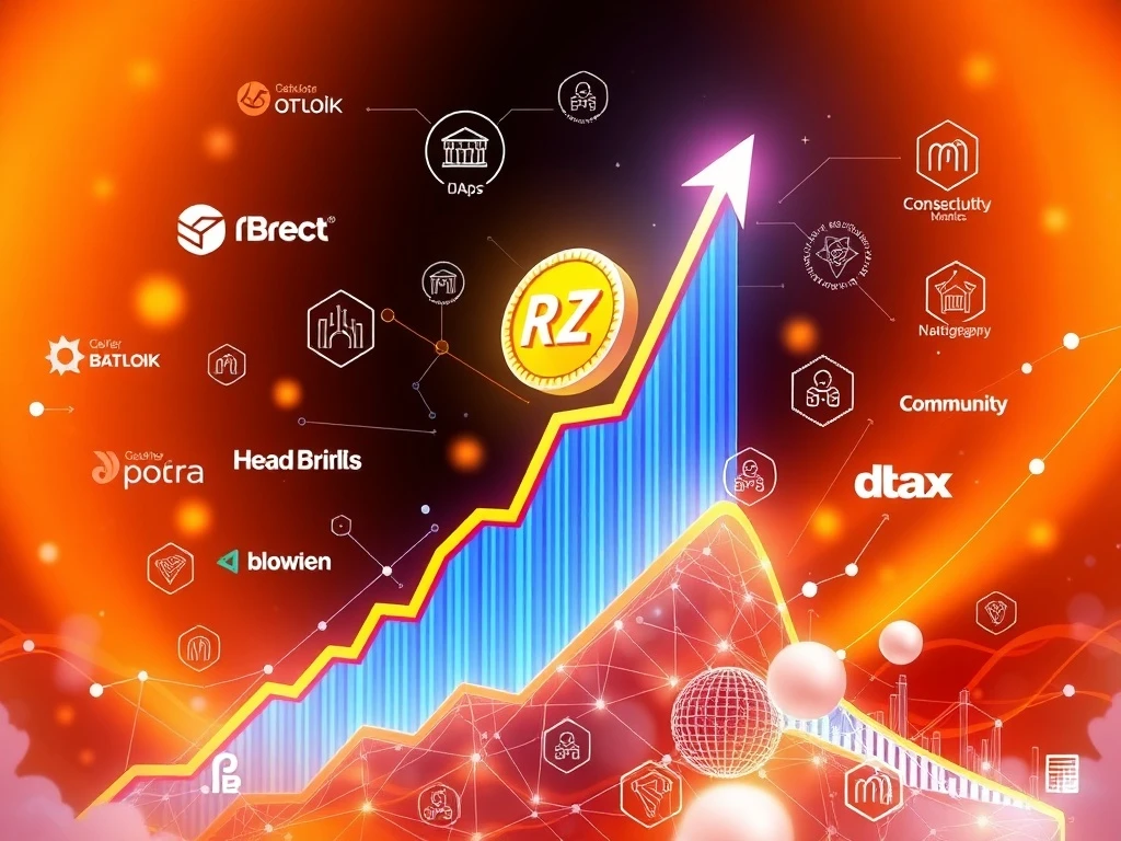 A digital chart showing the REZ crypto price soaring, illustrating its incredible surge driven by strategic partnerships and ecosystem growth.