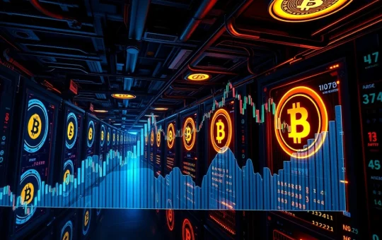 Riot Platforms Bitcoin mining facility with stock performance charts