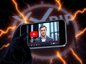 A digital image warning XRP holders about deepfake scams on YouTube, emphasizing the need for crypto security vigilance.
