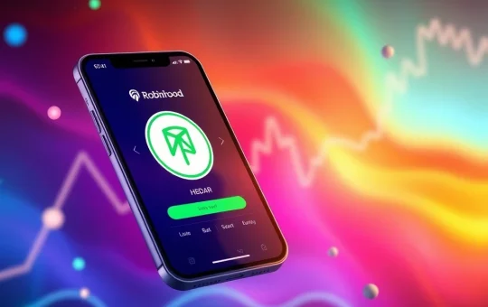 Robinhood app displaying Hedera HBAR trading interface, symbolizing the expansion of crypto offerings and altcoin diversification.
