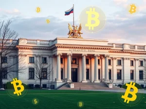 A visual representation of Russia's Central Bank and digital currency symbols, illustrating the potential for Russia Crypto Funds and new financial avenues.