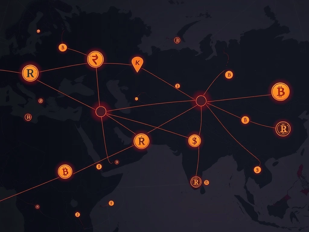 Visualizing Russian sanctions evasion through Kyrgyzstan's crypto infrastructure, highlighting illicit financial flows and the risks to global security.