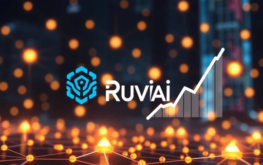 A visual representation of Ruvi AI's partnership with CoinMarketCap, highlighting the audited token's potential for 100x returns and explosive growth.