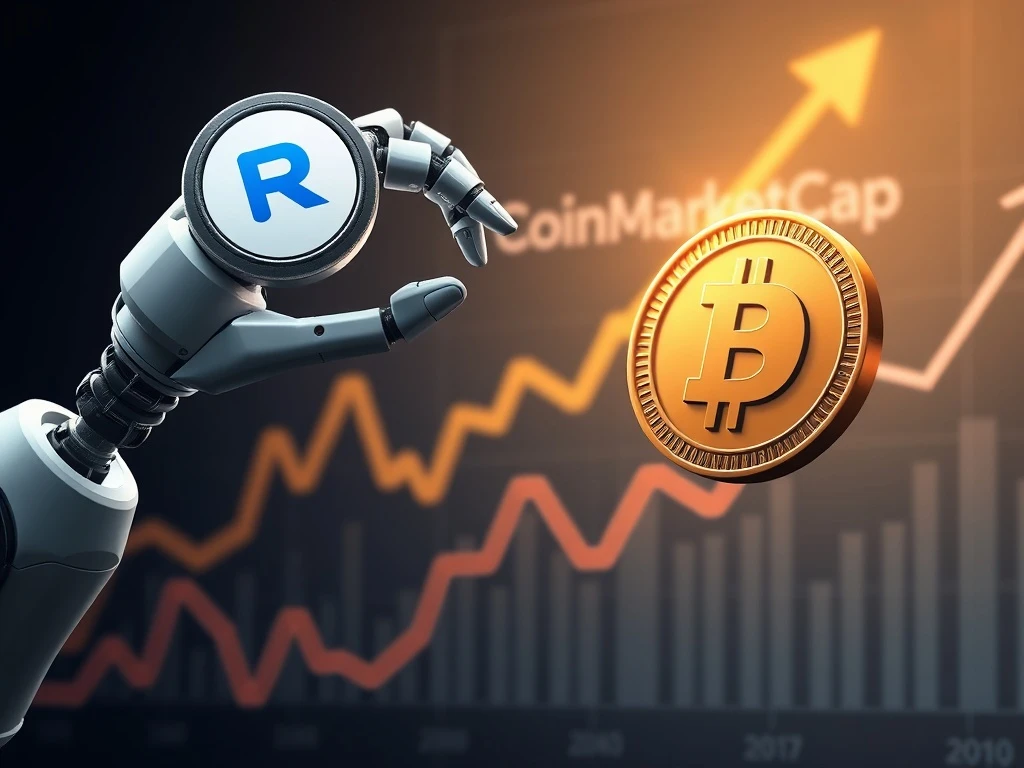 Ruvi AI coin symbol on a digital chart, challenging Dogecoin's prominence, illustrating a potential shift in crypto market leadership.
