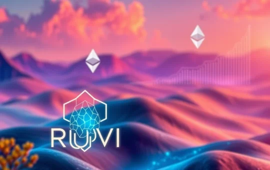 Visualizing RUVI AI's astounding CoinMarketCap partnership and its potential to unlock significant Ethereum investment returns, aiming for a $1 valuation.