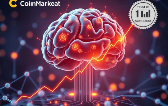 A chart showing a phenomenal 500% surge for the Ruvi AI Token, highlighting its rapid growth after its CoinMarketCap listing and CyberScope audit.