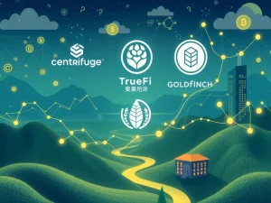 RWA tokens bridging traditional finance and blockchain, showcasing the transformative impact of Centrifuge CFG, TrueFi TRU, and Goldfinch GFI on global capital.