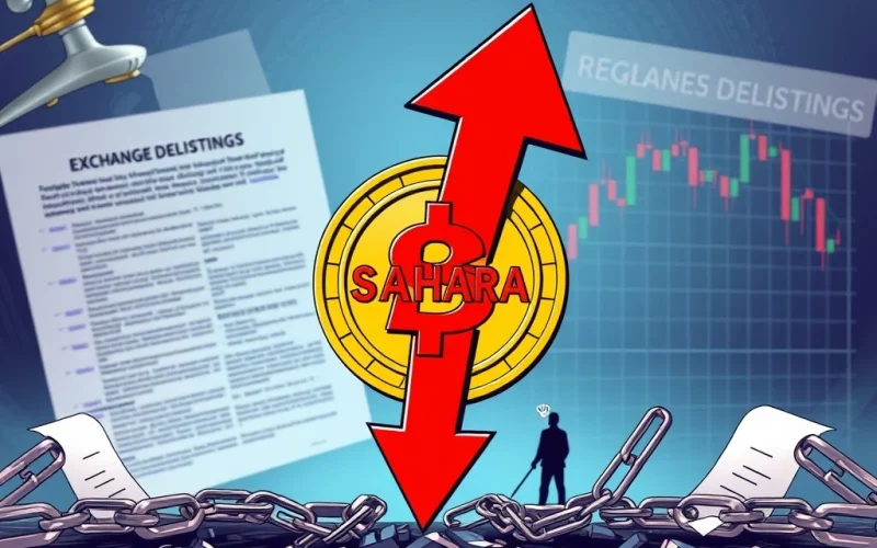 Chart showing a drastic SAHARA crypto price drop amidst exchange delistings and regulatory concerns for SAHARA crypto.