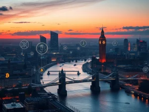 Satsuma's £100M Bitcoin and AI funding success in London, symbolizing growth and innovation in decentralized tech.
